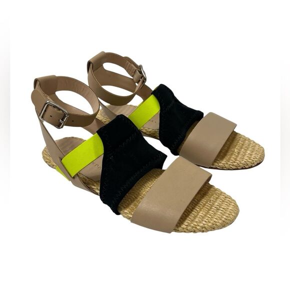 Loeffler Randall Fawn Ankle Strap Sandal Leather Raffia Size 6 - Picture 10 of 10